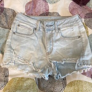 American eagle light wash high rise jean shorts